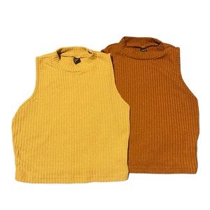 Mock neck set of 2 cropped tanks-small